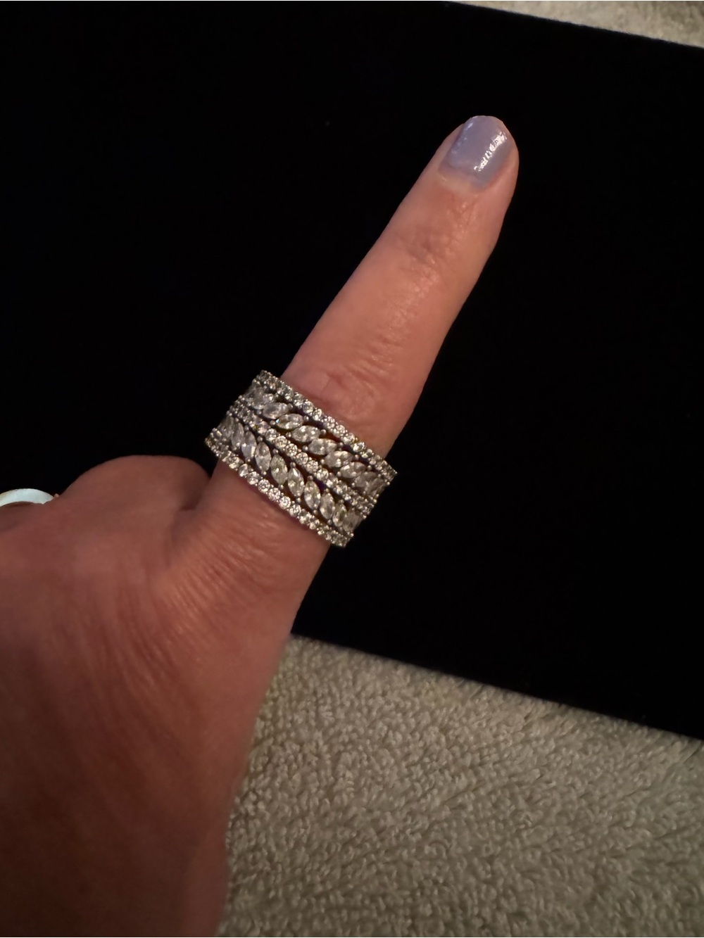 Silver Crystal Pave Multi-Row Statement Ring - Silver